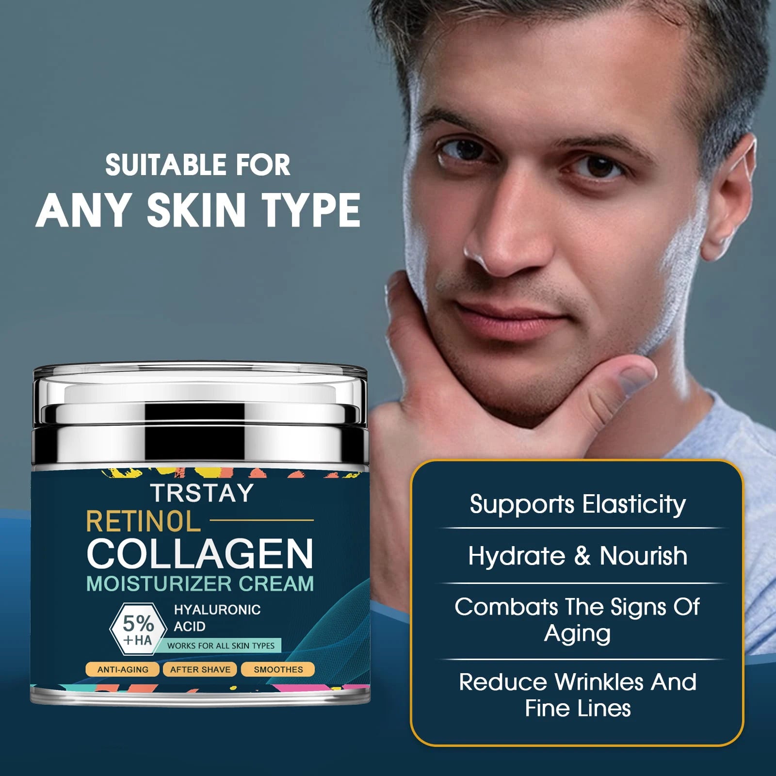 Mens Face Moisturizer Cream, Face Collagen Cream with Hyaluronic Acid Day and Night Nourishing and Moisturizing for Man (50ml 1. Peaceful Pleasures Health and Wellness