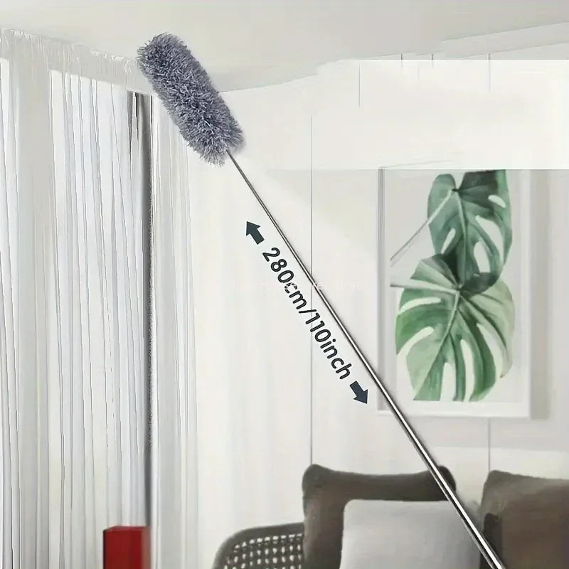 2.8M Extended Chicken Feather Duster Extendable and Curved Ceiling Cleaning Broom Household Electrostatic Dust Collector Peaceful Pleasures Health and Wellness