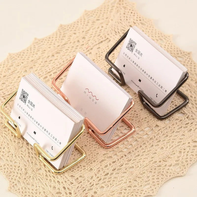 New Desktop Business Card Holder Fashion Metal Business Card Display Holder Modern Business Name Card Stand Home Office Peaceful Pleasures Health and Wellness
