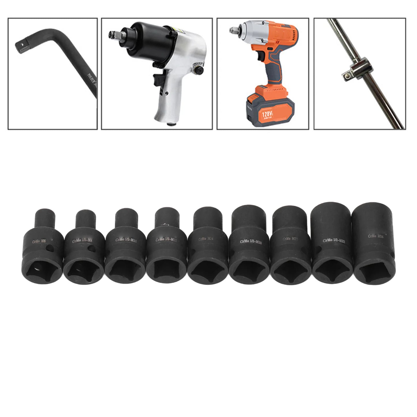 9 Tap Sockets Cr Molybdenum Steel 1 Drive Square Socket Electric