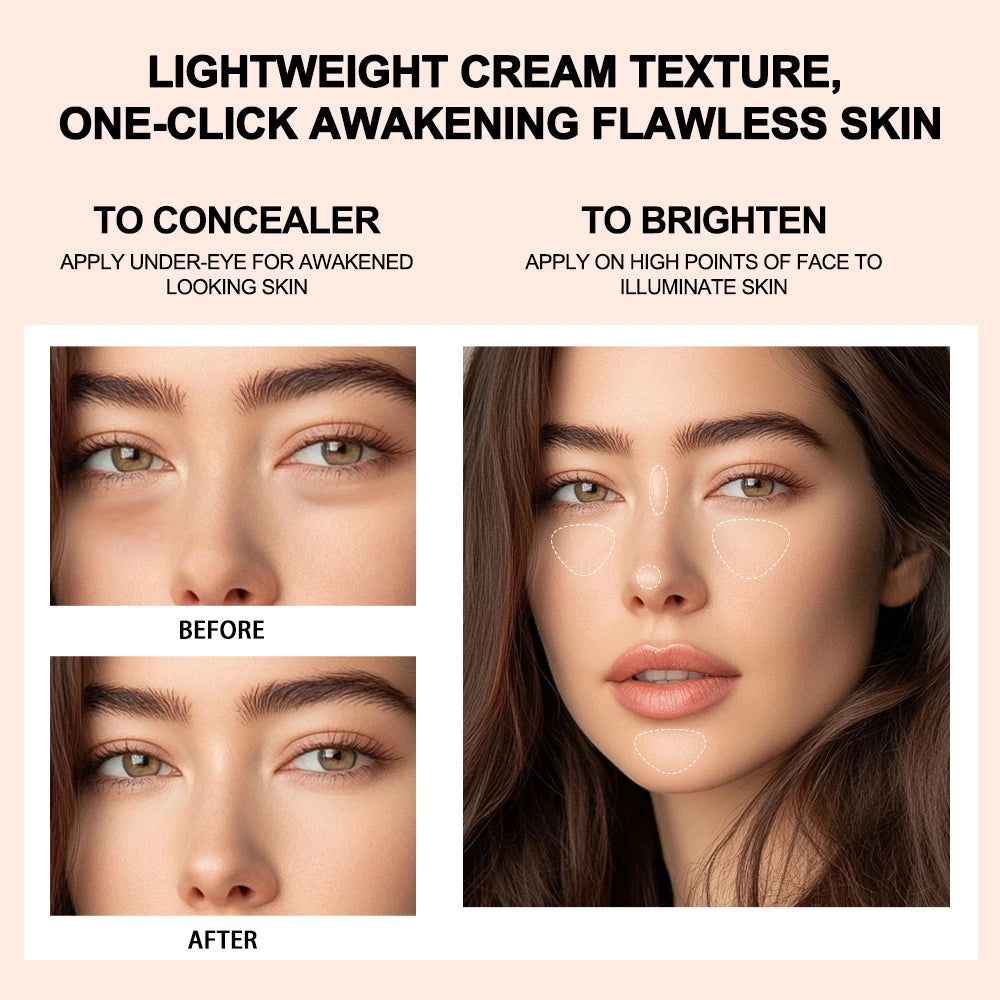 3 Colors Liquid Press Concealer Pen Detail Covering Acne Dark Circles Even Skin Tone Brightening Foundation Face Holding Makeup Peaceful Pleasures Health and Wellness