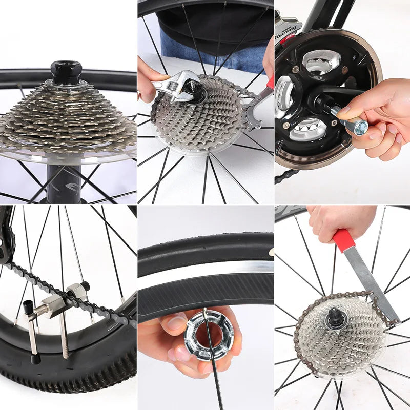 Bicycle Repair Tool Kits Chain Breaker Crank Puller hexagonal wrench spoke wrench bracket disc bike Removal Repair tool Peaceful Pleasures Health and Wellness