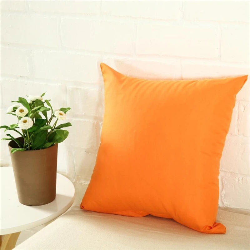 40*40cm Pillow Case Solid Color Sofa Cushion Backrest Pillowcase Family Living Room Cushion Waist Cushion Cover For Household Peaceful Pleasures Health and Wellness Orange 40x40cm