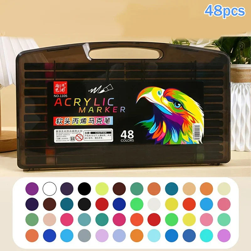 Acrylic Marker Pens 12–80 Colors | Waterproof Opaque Art Set