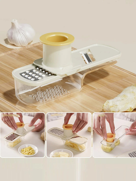  1Pcs 3-in-1 Multifunctional Manual Ginger and Garlic Grinder Home Kitchen Slicer All Grinder Kitchen Tools Peaceful Pleasures Health and Wellness