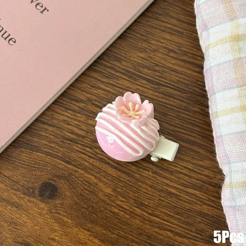 Cherry Blossom Resin Hair Clips Women Girls | 5/6 Pcs Set