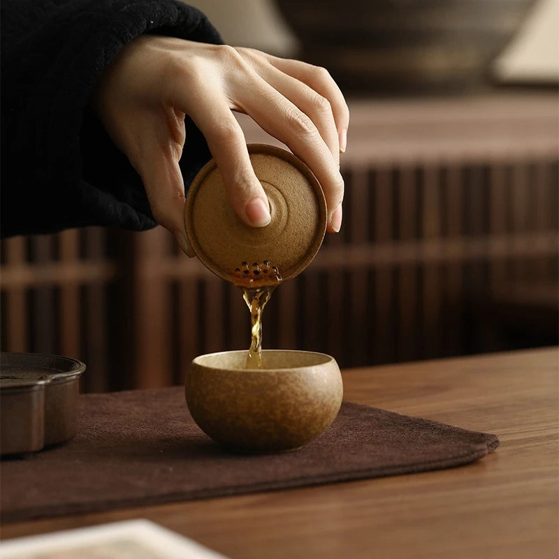 Portable Ceramic Kung Fu Travel Tea Set – 1L Teapot & Cup