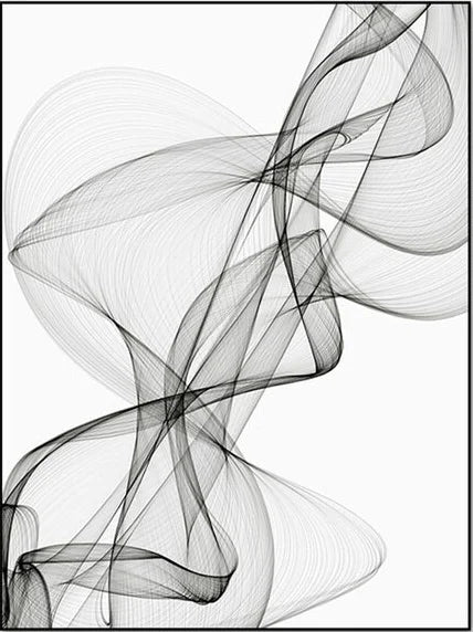 Abstract Geometric Black & White Wavy Canvas Wall Art Print