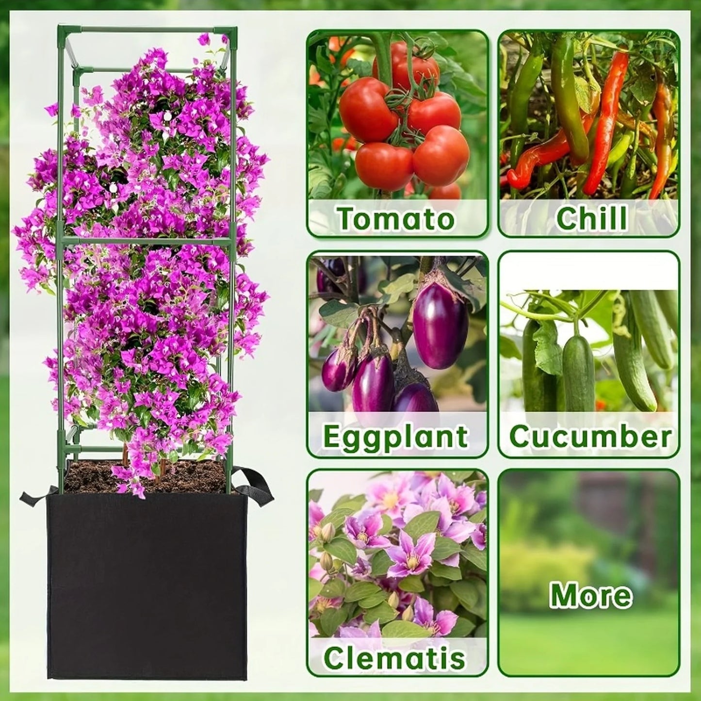 3PC Breathable Plant Bags Gardening Square with Handles Grow Bags for Outdoor and Home Garden 30x30x30cm Plant Containers Peaceful Pleasures Health and Wellness