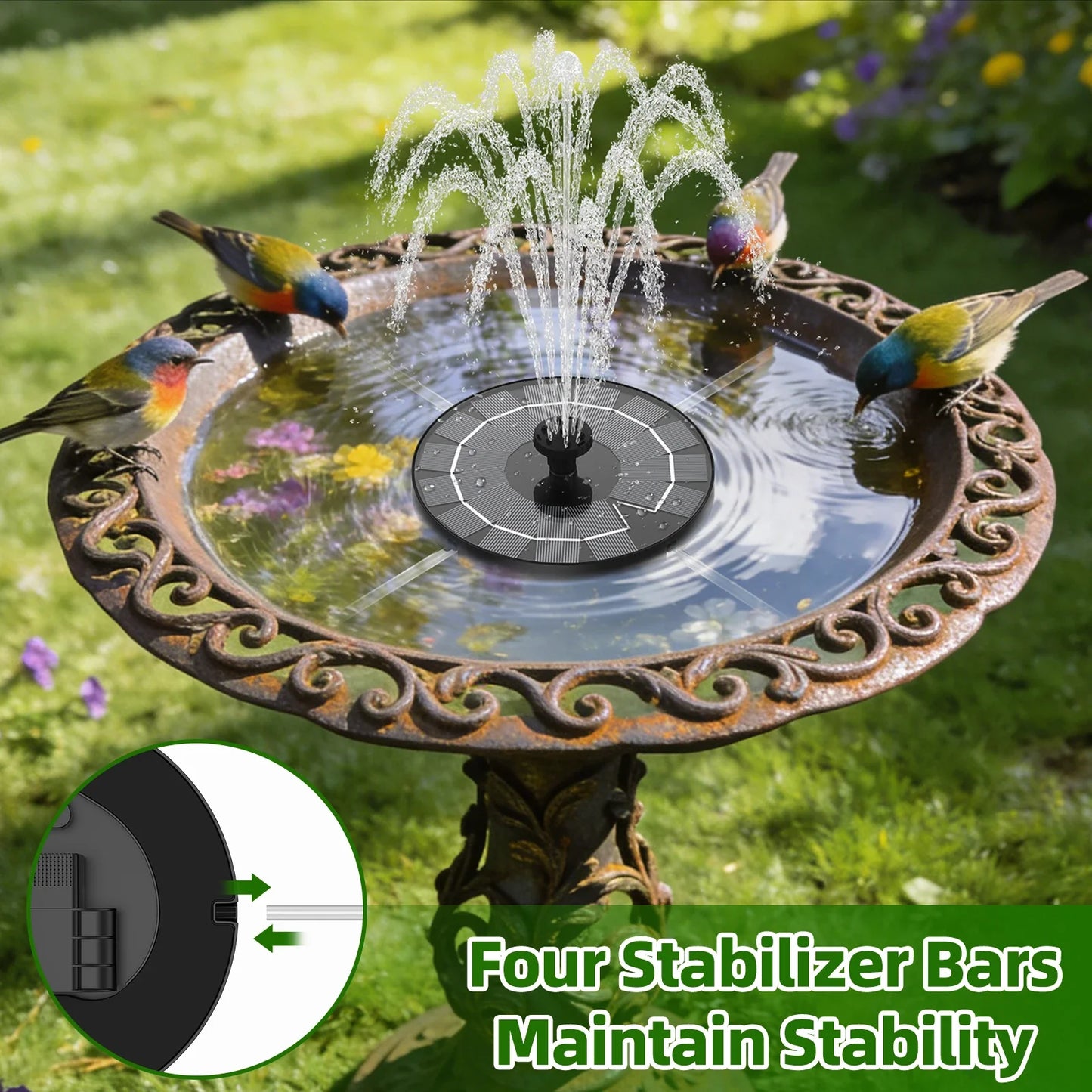 2.5W Solar Fountain Pump – 6 Nozzles for Garden, Pond & Bird Bath