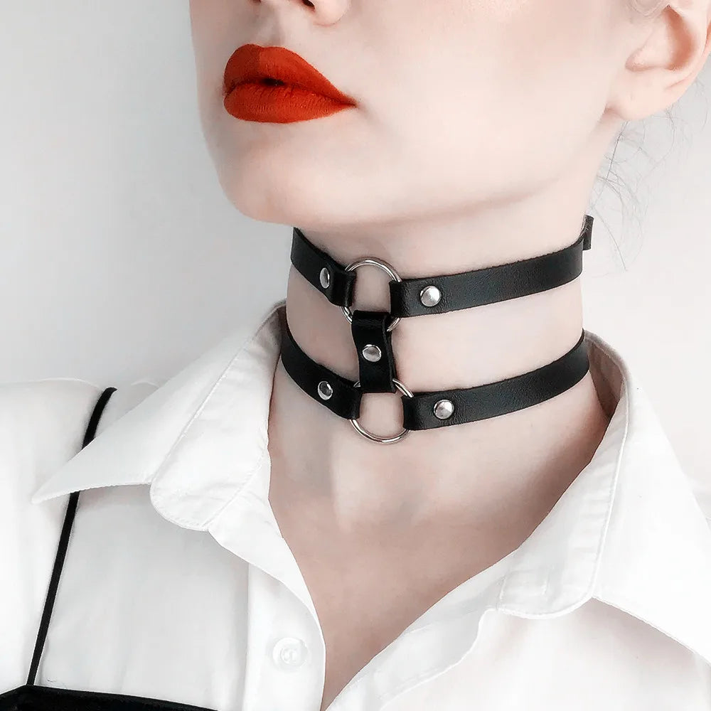 Fashion PU Leather Spiked Choker Punk Collar Women Men Rivets Studded