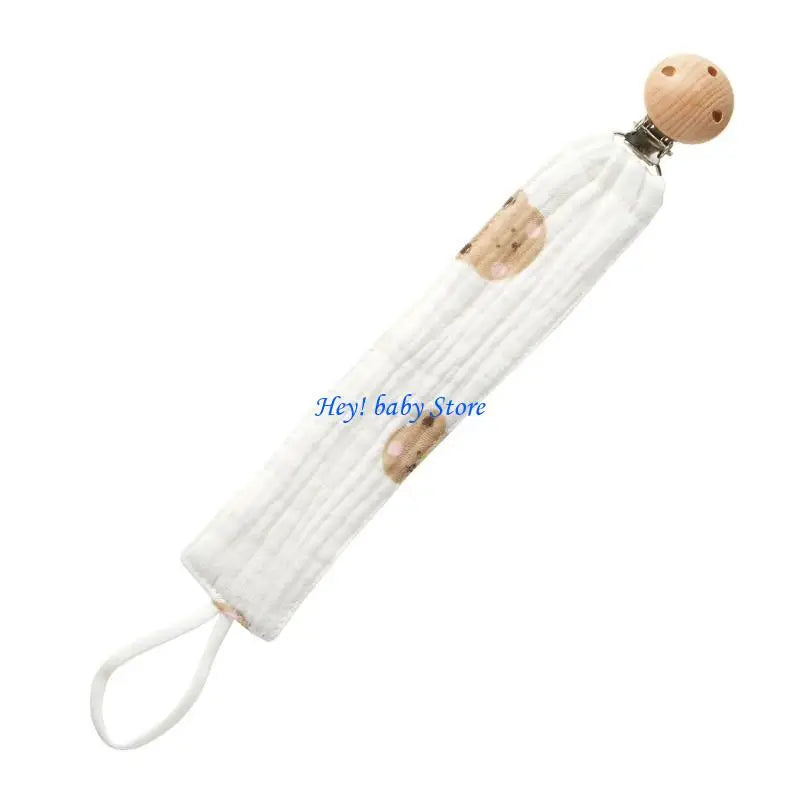 Baby Pacifier Clip Chain | Cotton & Wood Holder for Newborns
