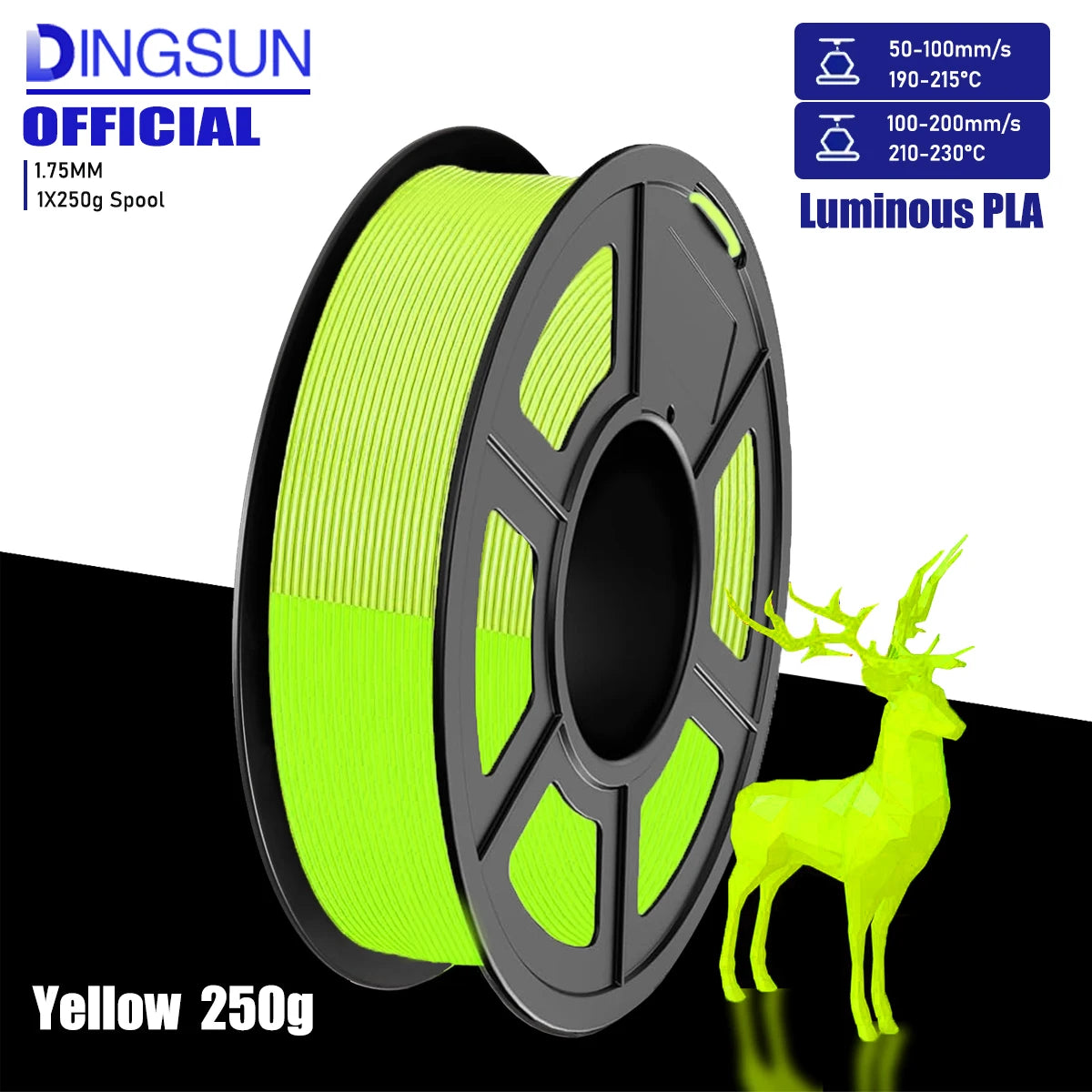 DINGSUN Glow in the Dark PLA Filament 1.75mm | High Flow 3D Print