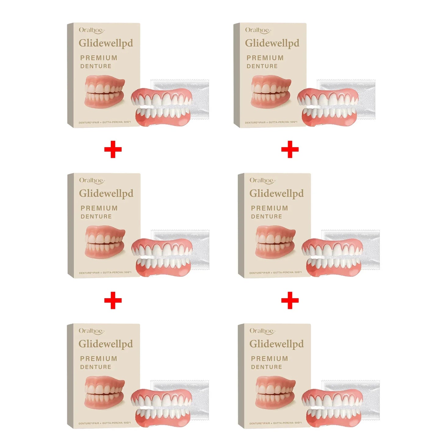 Oralhoe Soft Silicone Temporary Dentures Full Set – Upper & Lower
