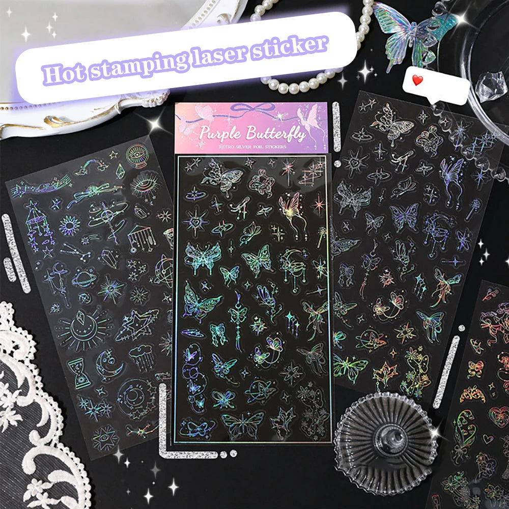 Creative Silver Stamping Colorful Stickers Retro Laser DIY Account