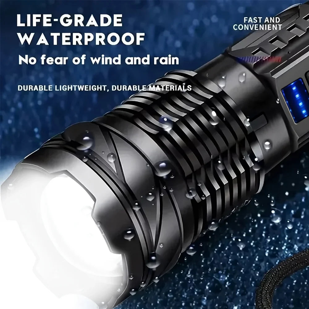 2-Pack Rechargeable LED Tactical Flashlight 2300 Lumen Zoom
