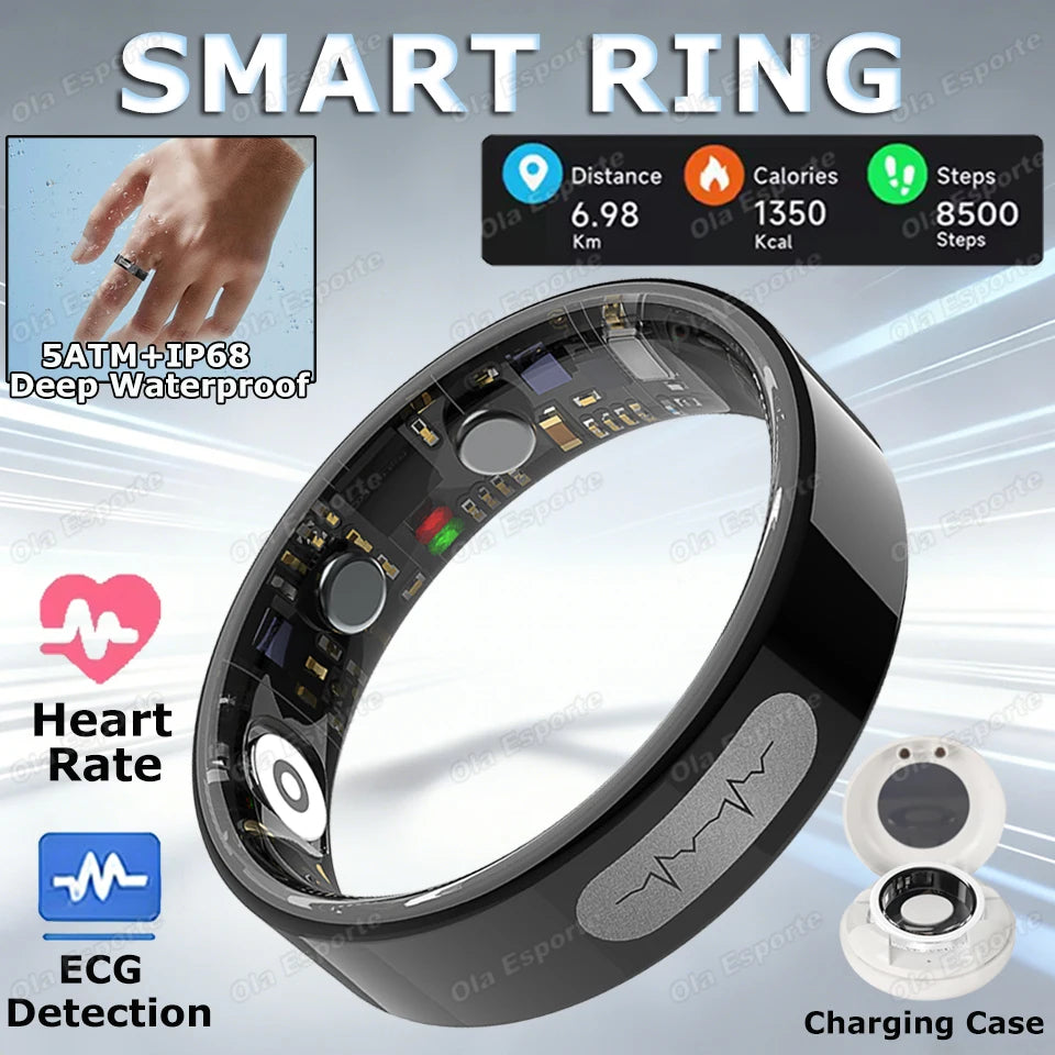 AI ECG Smart Ring – Heart Rate, Blood Pressure & Sleep Monitor