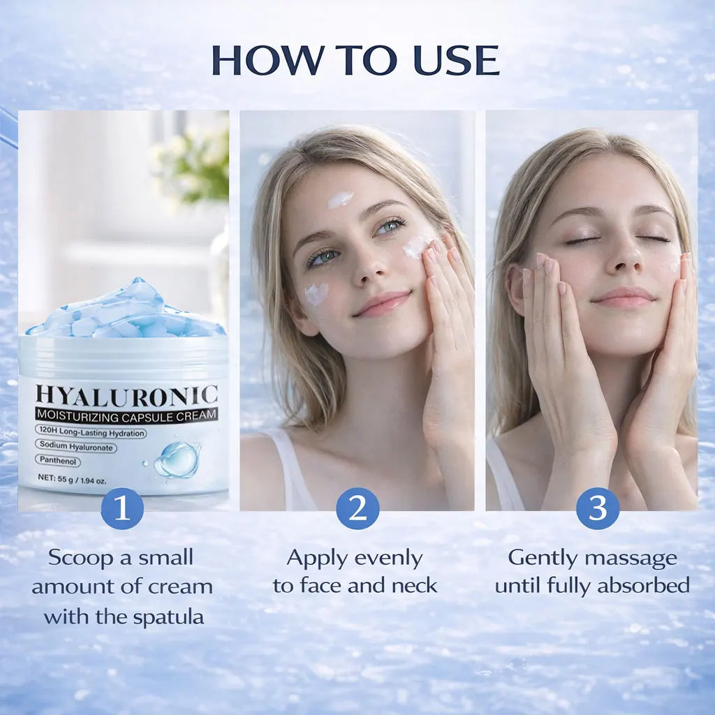 Hyaluronic Acid Capsule Cream Lasting Hydration, Barrier Care, Calming Daily Facial Moisturizer For All Skin Types,55g/1.94oz Peaceful Pleasures Health and Wellness