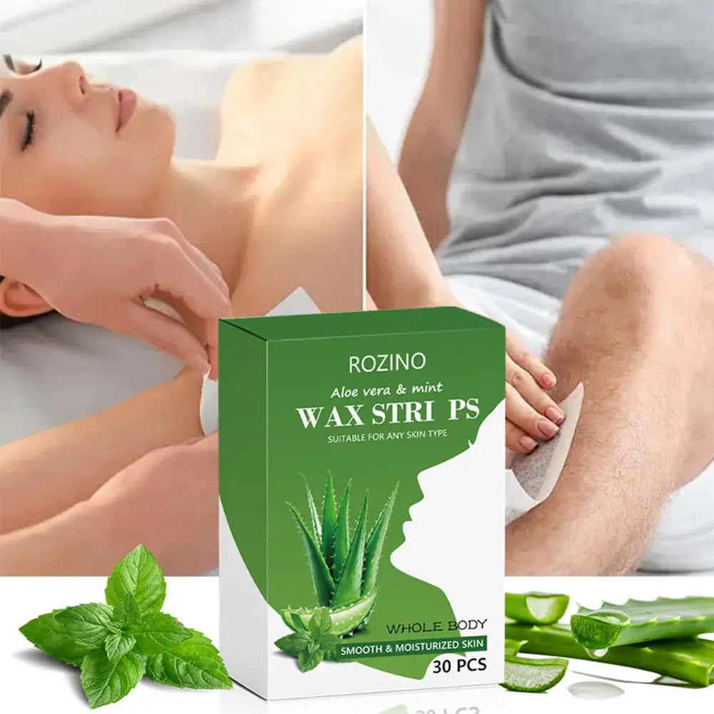 30-Pack Cold Wax Strips – Painless Hair Removal Body & Face