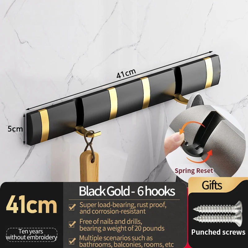 Folding Robe Hooks – 5-Hook Aluminum Wall Rack | Bath & Kitchen