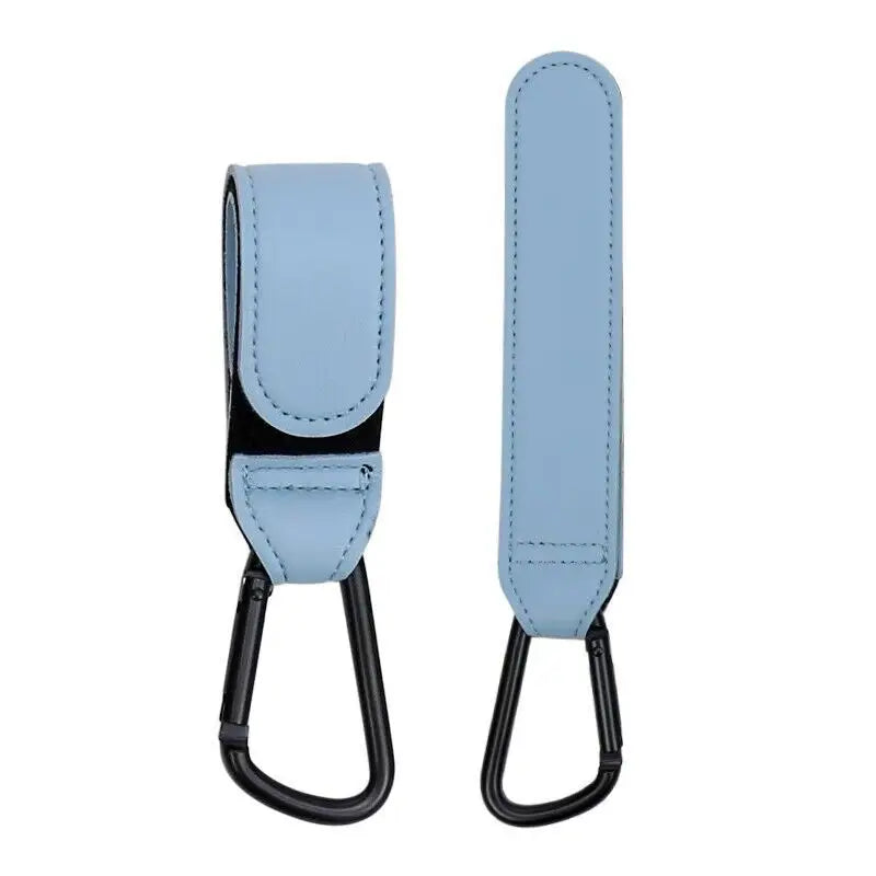 2-Pack Leather Stroller Hooks | Universal Carabiner Clips