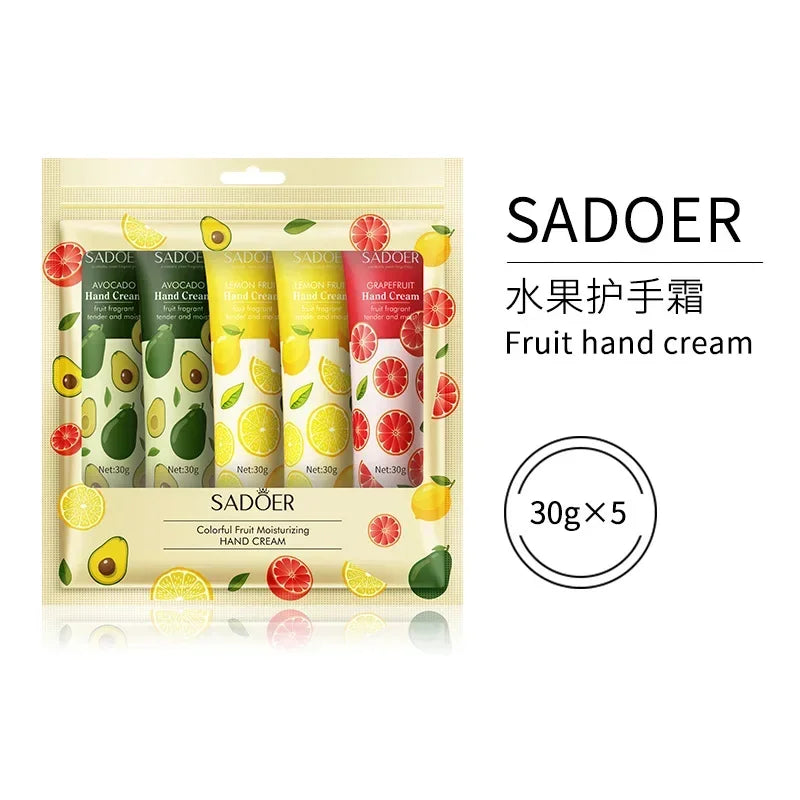 SADOER 5-Pc Fruit Plant Hand Cream Set | Moisturizing Lotion