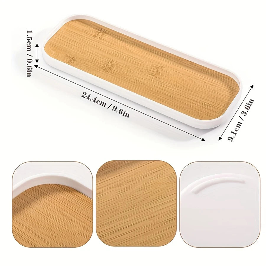 Marble-Pattern Bathroom Vanity Tray – Rectangle Counter Tray for Soap, Perfume & Jewelry (1-2 Pcs)