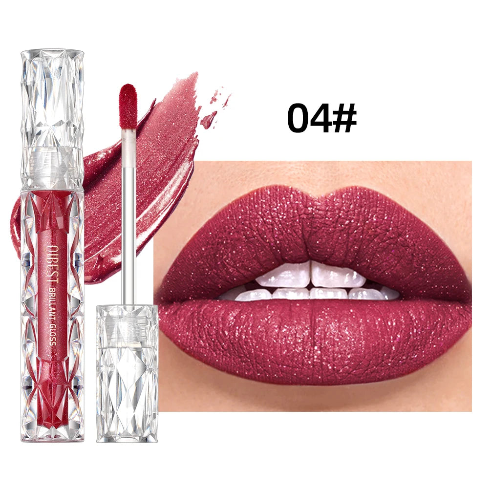 QIBEST Waterproof Diamond Shimmer Glitter Lipgloss Matte Liquid Lipstick Shiny Pearl Lip Glaze Long Lasting LipTint Women Makeup Peaceful Pleasures Health and Wellness 4