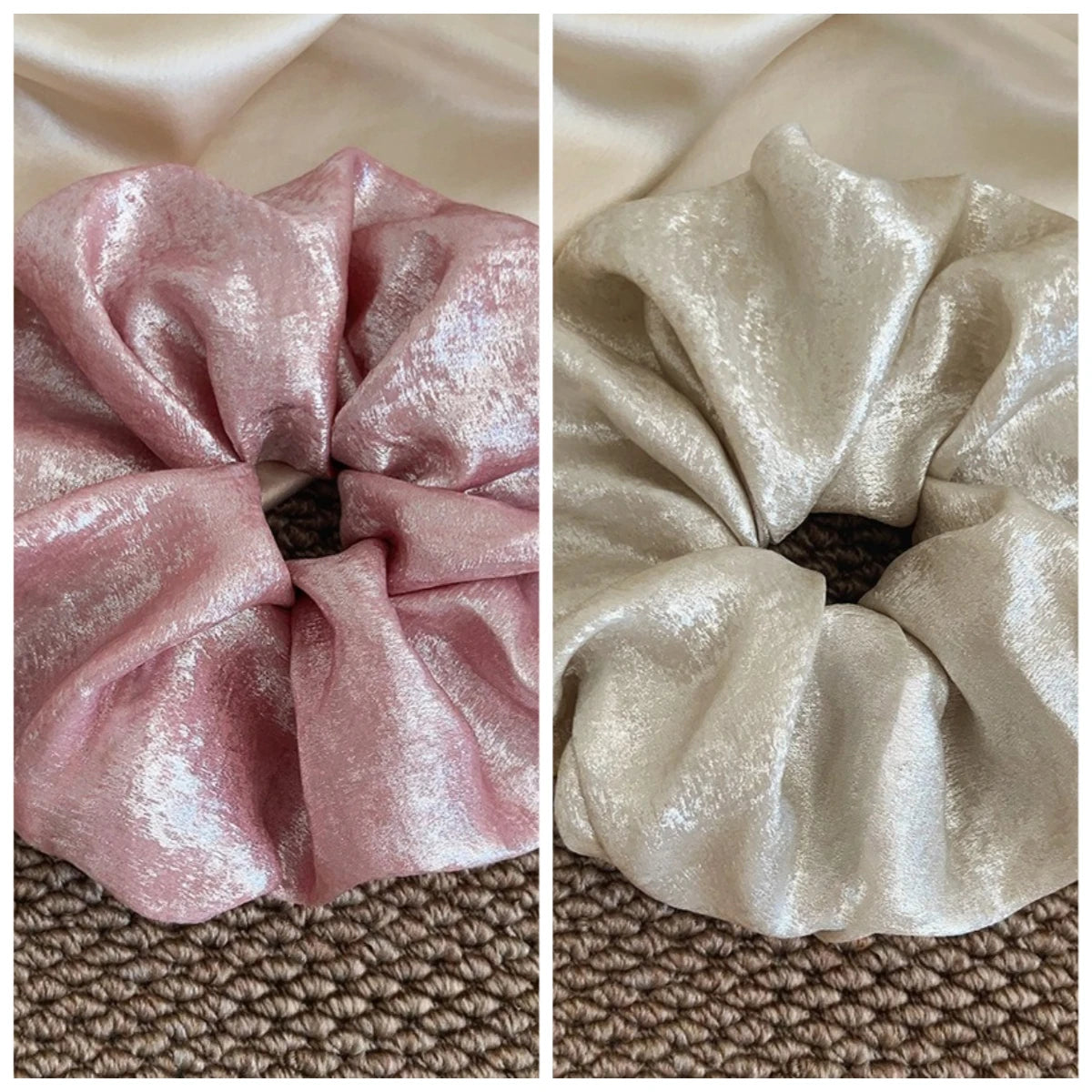 Korean Retro Large Scrunchies – Hair-Friendly Bands for Women