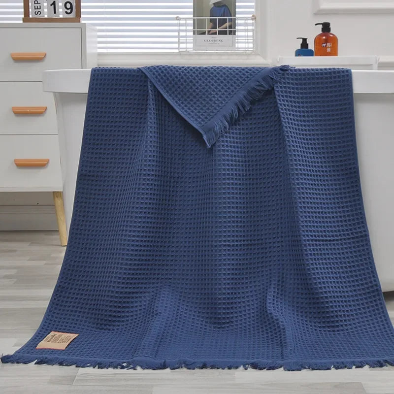 XXL Organic Cotton Waffle Bath Towel 90x180cm | Quick-Dry
