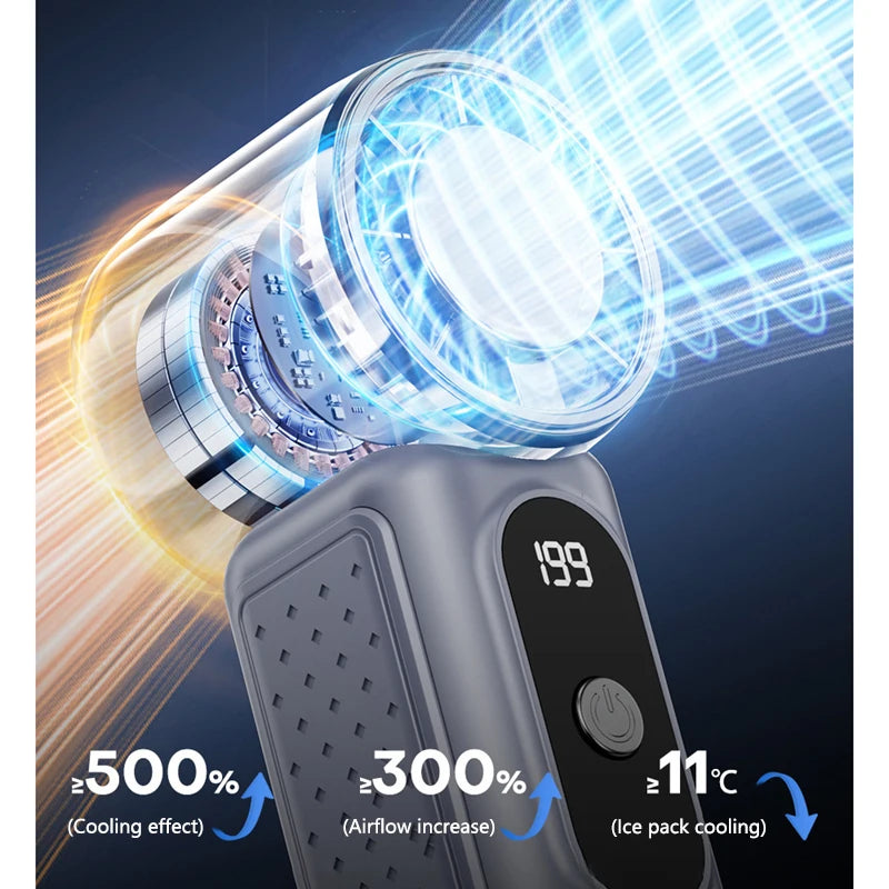 Lenovo Turbo Fan Bladeless Handheld Mini High Speed Fan USB Rechargeable Strong Wind Cooling Fan Ice Compress for Travel Office Peaceful Pleasures Health and Wellness