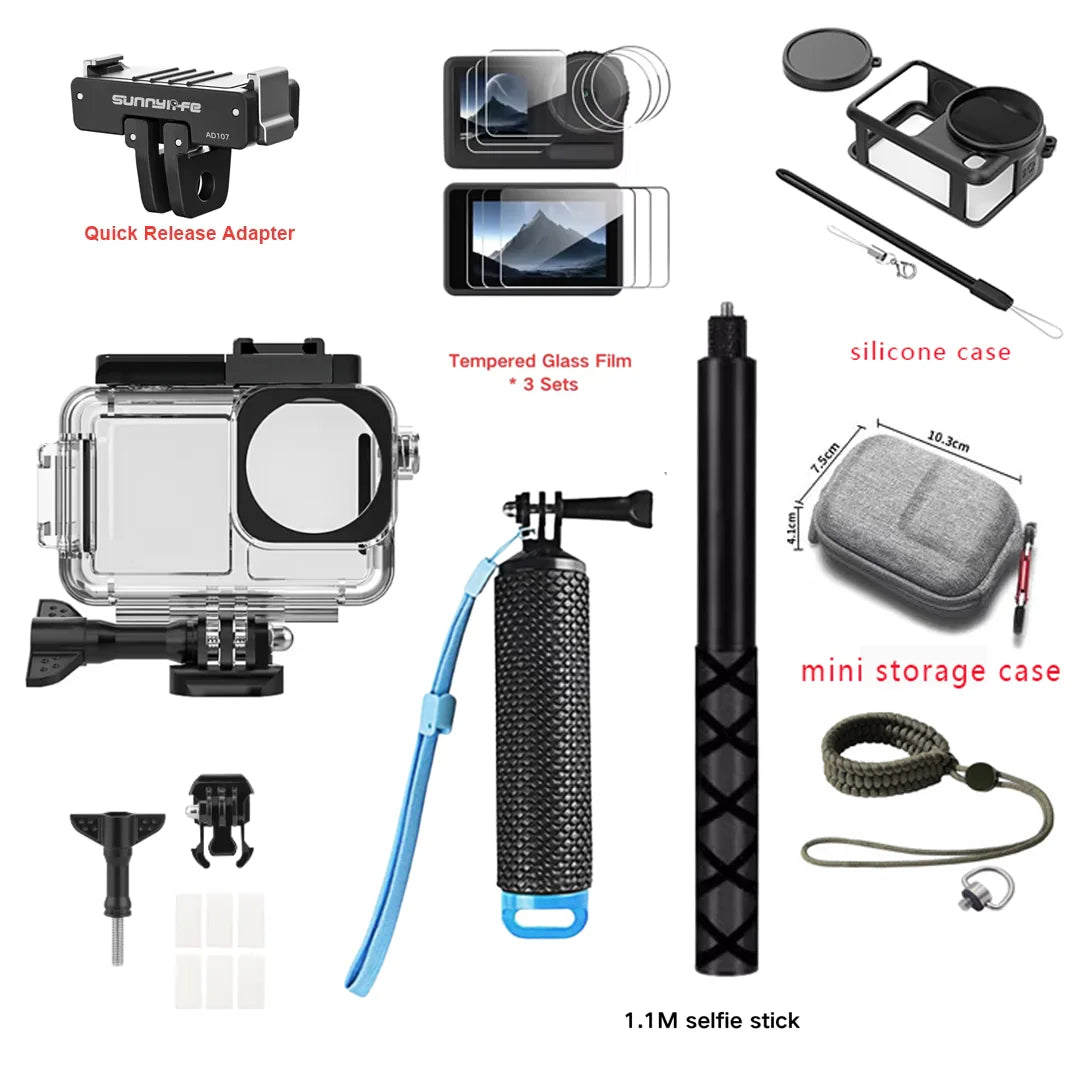 70M Dive Housing for DJI Osmo Action 6 + Underwater Fill Light