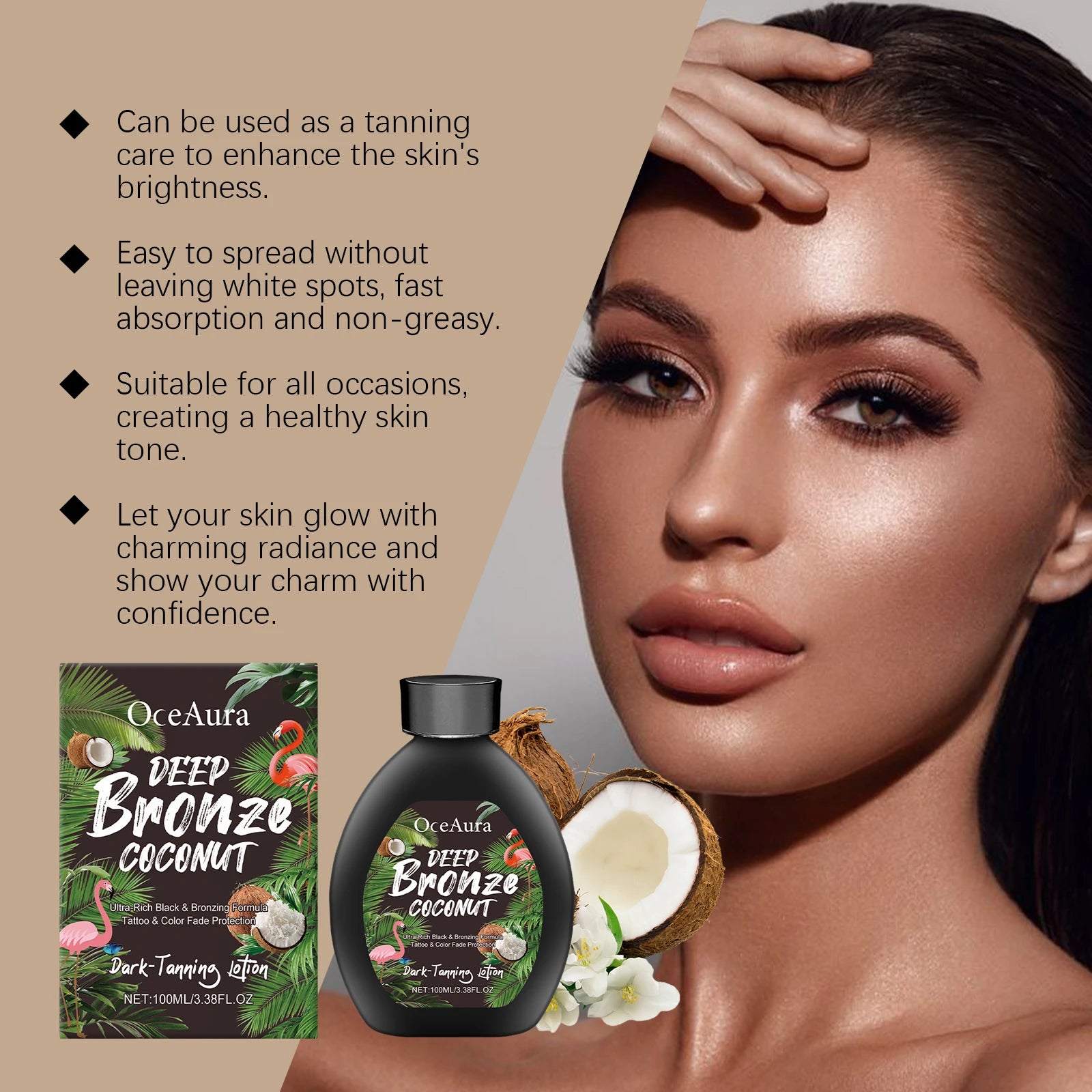 Coconut Oil Dark Tanning Lotion – Bronze Glow Accelerator Peaceful Pleasures Health and Wellness