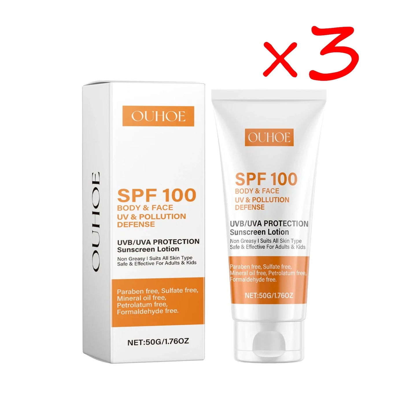 SPF 100 Hydrating Sunscreen Lotion – UVA/UVB Waterproof 50g