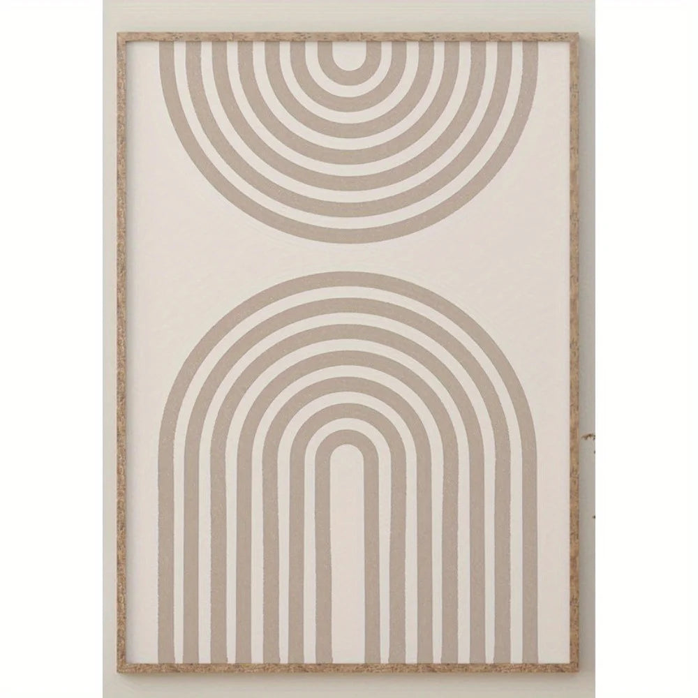 Beige Boho Abstract Plant Canvas Wall Art | Unframed Print