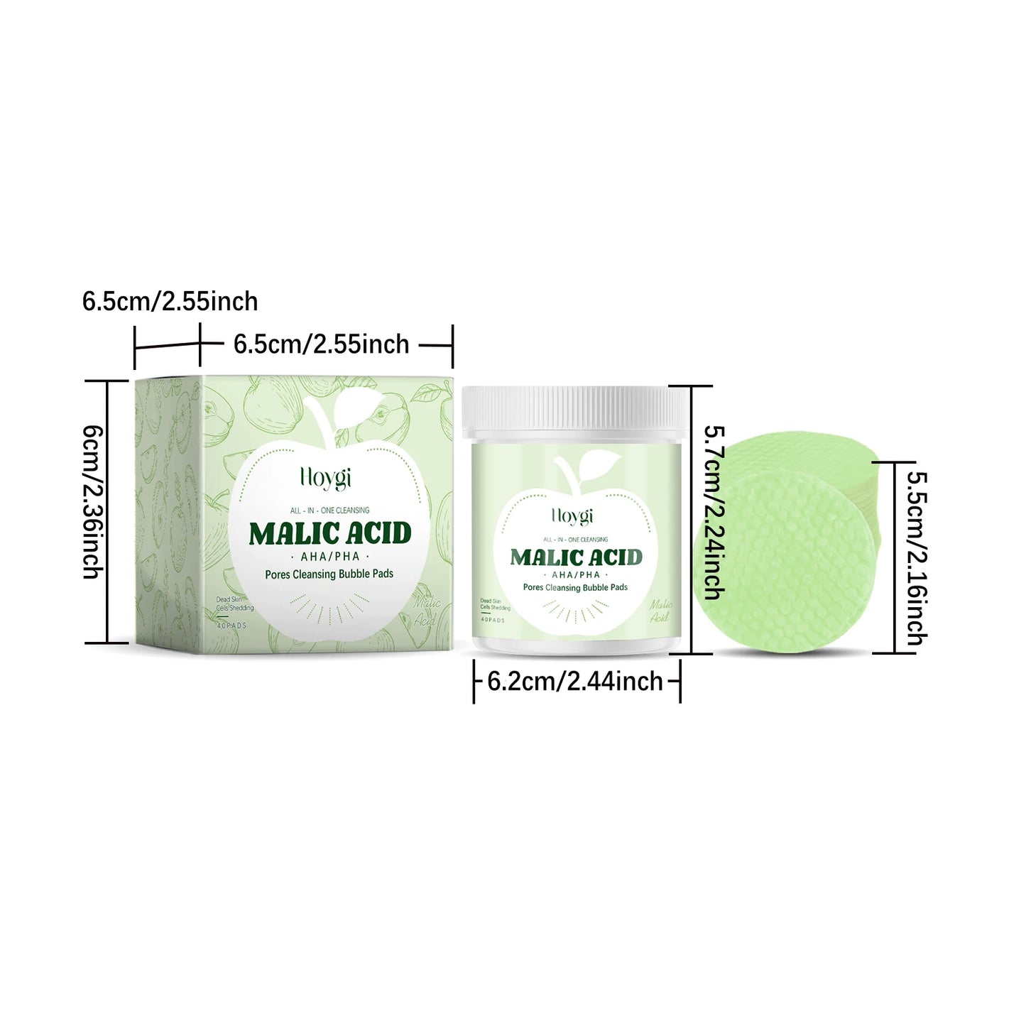 Malic Acid Pore Cleansing Exfoliating Pads – 40 Pack