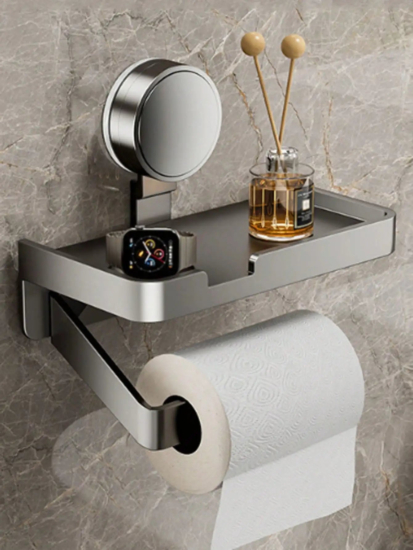 Toilet Paper Holder – Adhesive or Screw Wall Mount, Stainless Steel