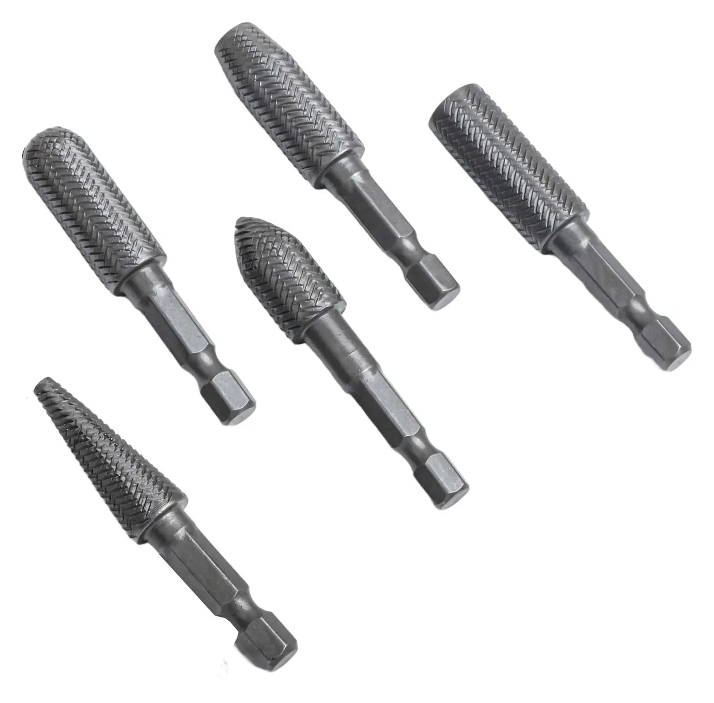 5-Piece Hex Shank Rotary Rasp Burr Set – Grind, Mill & File Steel