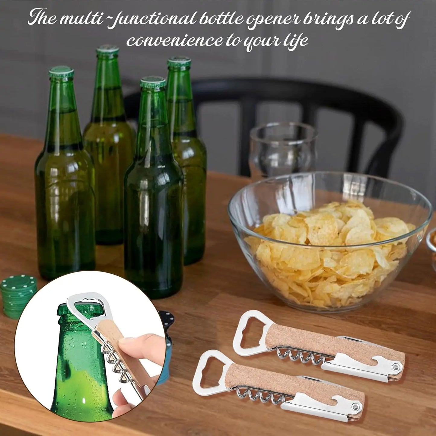 Wooden Wine Bottle Opener Groomsmen Wedding Party Gifts 4 in 1 Wine Corkscrew with Foil Cutter Blank DIY Engraving Wood Peaceful Pleasures Health and Wellness