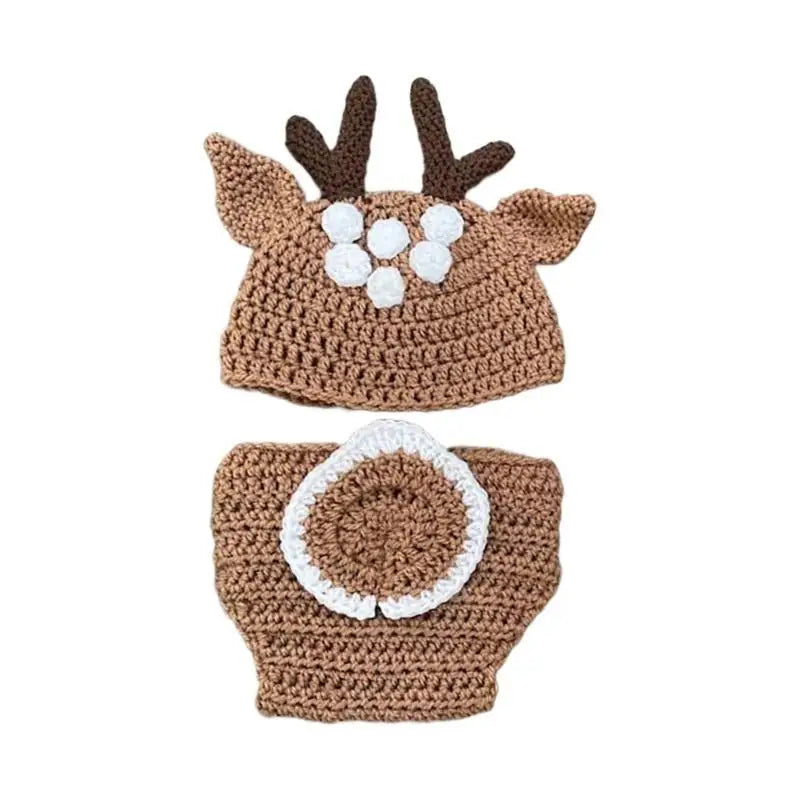 Newborn Photography Outfit – Knitted Deer Hat & Romper Set