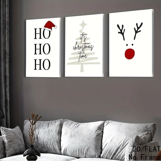 3pcs Christmas Holiday Style Art Canvas Paintings, Letter Reindeer Art Decor, Classic Holiday Home Decor, Wall Art, Room Decor Peaceful Pleasures Health and Wellness 100x150cm No Frame ZLH11266-3pcs