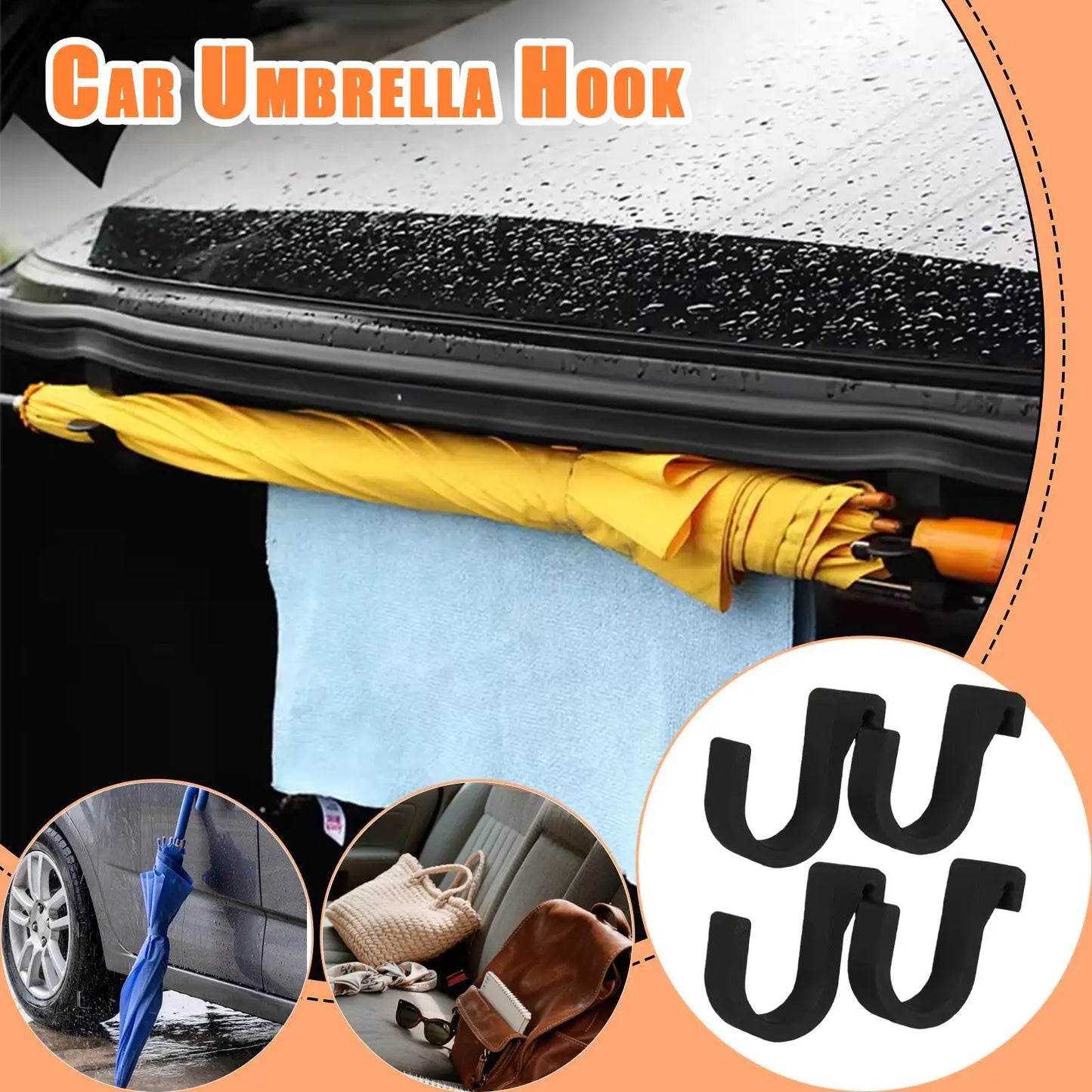Car Headrest Hook – Anti-Slip Seat Back Organizer 2-Pack