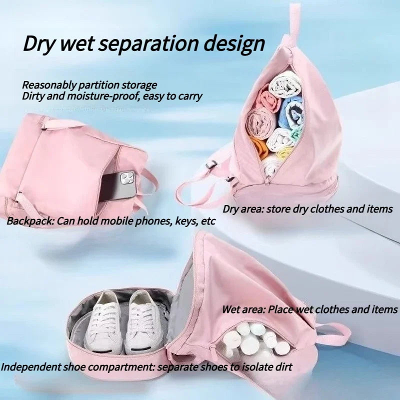 Waterproof backpack, swimming bag, dry wet separation, fitness storage bag, men's and women's travel, shower, portable backpack Peaceful Pleasures Health and Wellness
