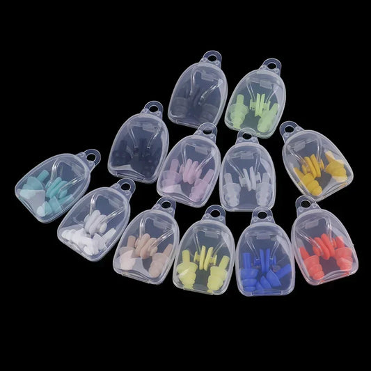 Soft Silicone Swimming Earplugs Nose Clip & Case Set Swim Accessories Set Peaceful Pleasures Health and Wellness Blue