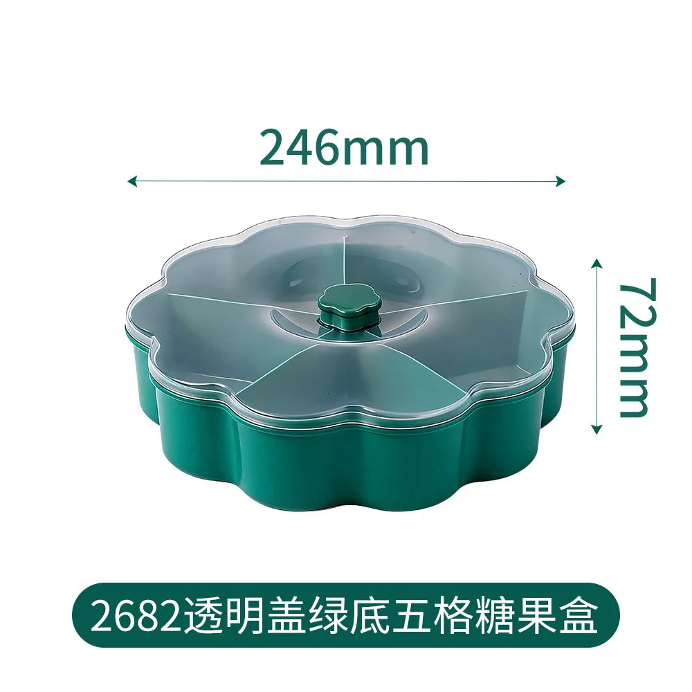 New year candy plate with lid new year fruit plate living room for home plastic snacks dried fruit storage box Peaceful Pleasures Health and Wellness D