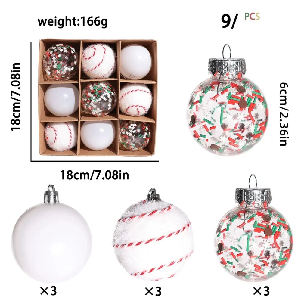 9-Piece DIY Painting Christmas Ball Ornaments Set | 6cm Xmas Tree