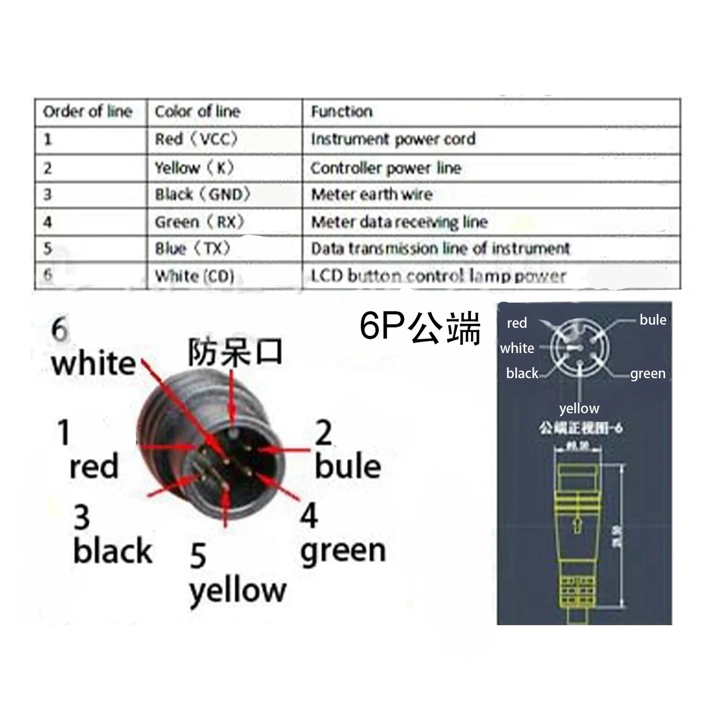 Electric Scooter LCD Display Meter Bike SW900 Waterproof Connector