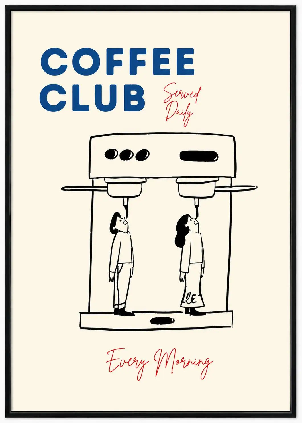 1pc CoffeeClub VintageCoffee ArtPrint WalDecor WithBarista &EspressoMachineDesign Perfect ForKitchen Office,Living Bed Bathroom, Peaceful Pleasures Health and Wellness