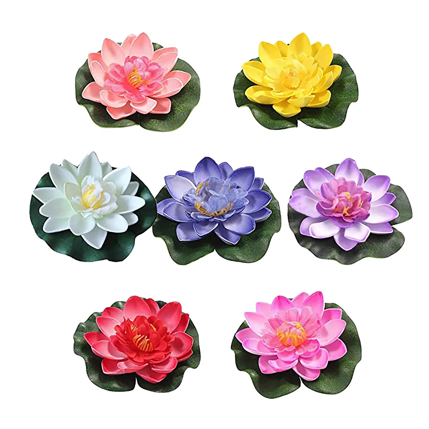 7pcs Simulation Lotus Artificial Water Lily Floating Flower Pond Rose Water Lily Indoor Outdoor Garden Decorations Peaceful Pleasures Health and Wellness multicolor