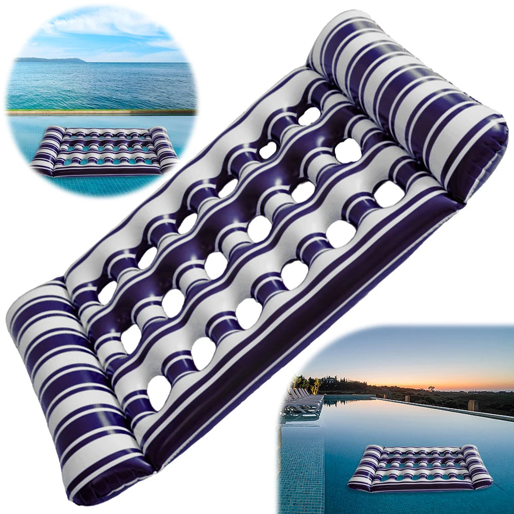 Inflatable Pool Floating Lounger – Foldable PVC Air Mattress Peaceful Pleasures Health and Wellness